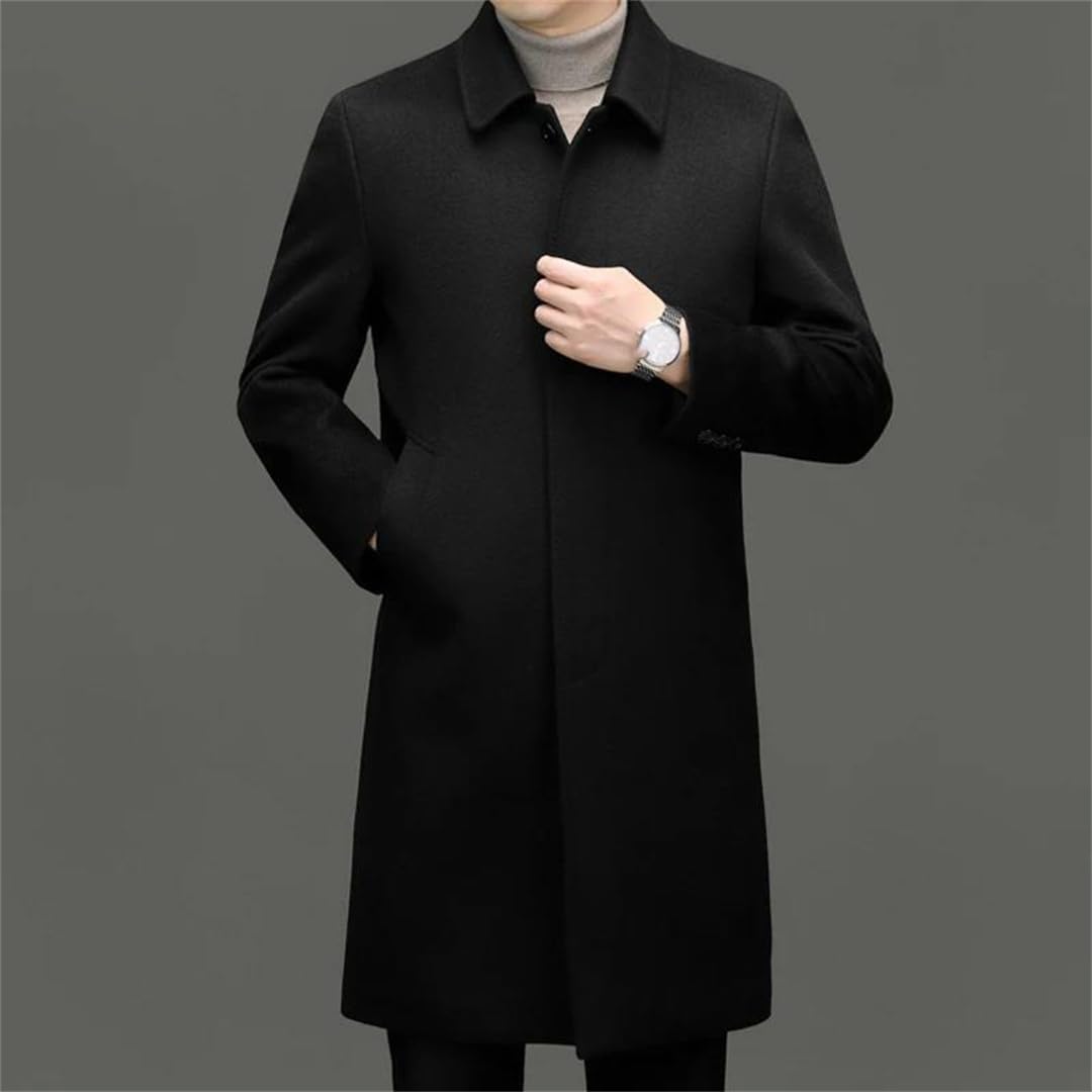 Men’S Winter Wool Coat – Thick Fleece-Lined Trench Overcoat, Elegant Wool Blend Jacket