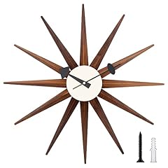 Mid Century Wall Clock Wooden Starburst Clock Replica George Nelson Sunburst Clock for Decorative
