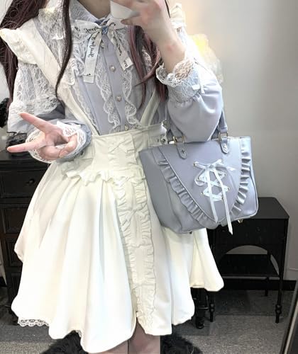Pokn Lolita Shirts Kawaii Cute Clothes Blouse Lace Jirai Kei Fashion Long Sleeve Shirt Ruffle Top with Bow Cutecore4
