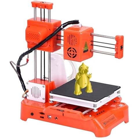 YLANMEI Mini 3D Printer for Kids, K7 Desktop 3D Printer, with Pla Filament Magnetic Removable Plate USB Cable Tf Card, 100x100x100mm for Kids Student Education,Orange Cover