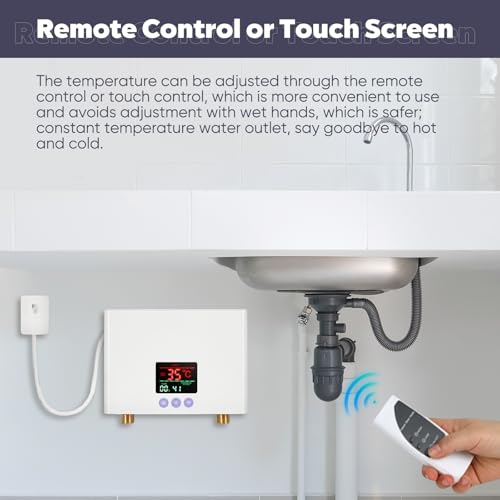 Mini Durchlauferhitzer,Elektrischer Durchlauferhitzer, Durchlauferhitzer klein mit LED-Temperaturanzeige,Durchlauferhitzer Küche 220V,Plug-and-Play druckfester Durchlauferhitzer(3KW) [Energieklasse A]