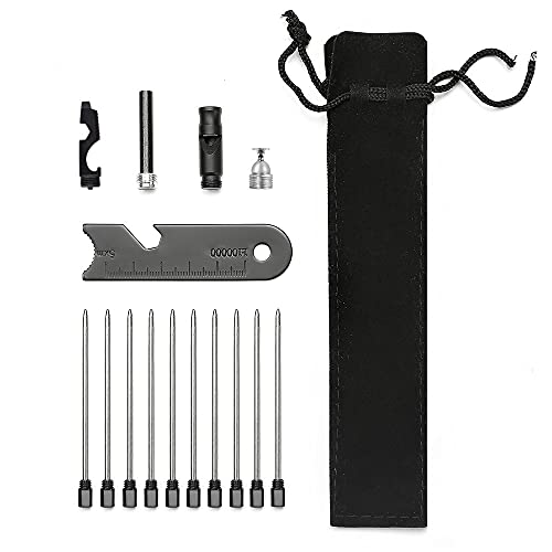 Tactical Pen Accessory Kit: 10 Ink Refills + Stylus + Fire Starter + Whistle + Pouch + Multitool + Gift Box #TOP3