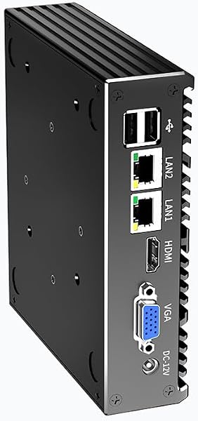 Mini PC senza ventola, PC industriale, mini computer dual core N2840, 4K HD+VGA, 2Gigabit Ethernet, USB, mini PC desktop 2 RS232 COM, WiFi/Win10/Linux, NO RAM NO SSD (4GB RAM 64GB SSD) - 5