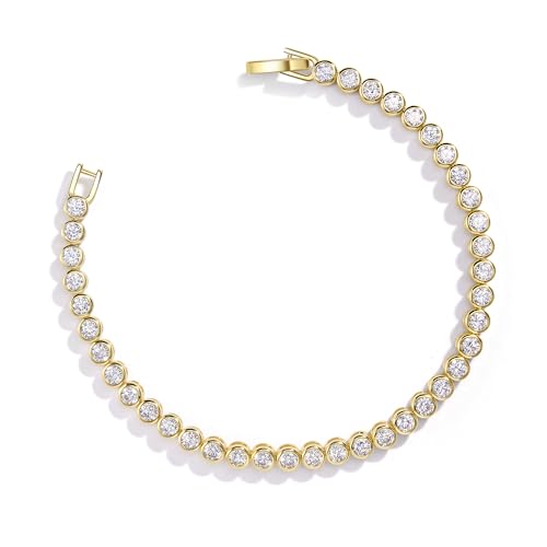 14K Gold Filled Tennis Bracelets for Women, 2mm 2.5mm 3mm Cubic Zirconia Bezel Gold Tennis Bracelet, Jewelry Gift for Women Valentines Mother Christmas Wedding Birthday 6.15/6.75/7.15 In2