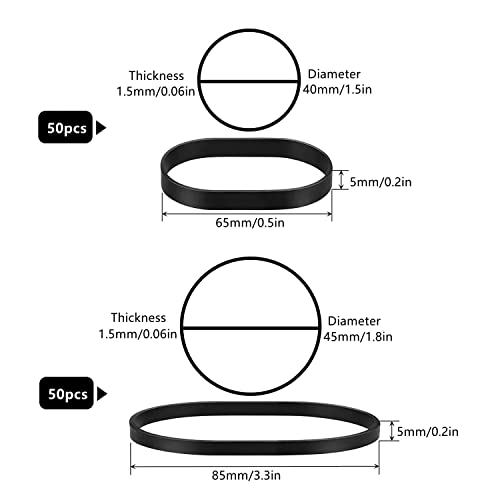 Tactical Rubber Bands Black - 100 Pieces 2 Size Heavy Duty Uv Heat Cold Resistant Thick Strong Elastic Wide Bands Outdoor Hiking Backpacking Survival Camping Biking Fixed Item #TOP1