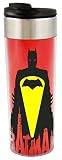 Batman vs. Superman Batman – Bat Signal“, Edelstahl, ca. 400 ml – 0122165 Coffee to Go Tasse, rot, 8 x 8 x 22 cm