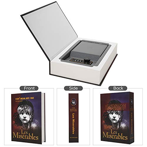 Real Paper Transfer Book Safe, Hollow With Secret Hidden Compartment, Combination Lock, 8.7"×6"×2" (Les Miserables-Combination) #TOP2