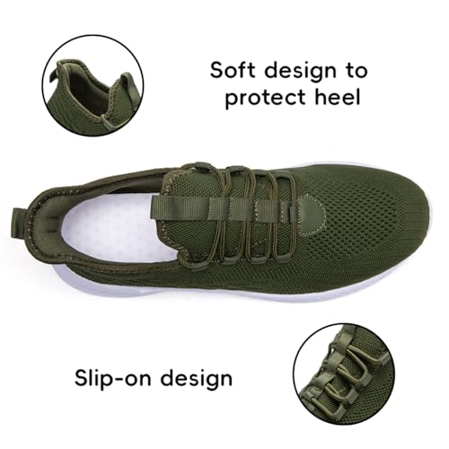 Image of Women's Tennis Running Walking Shoes Slip on Casual Non Slip Athletic Workout Gym Sneakers Fashion Lightweight Breathable Mesh Jogging Work Sports Outdoor Shoe Green Size US 7.5