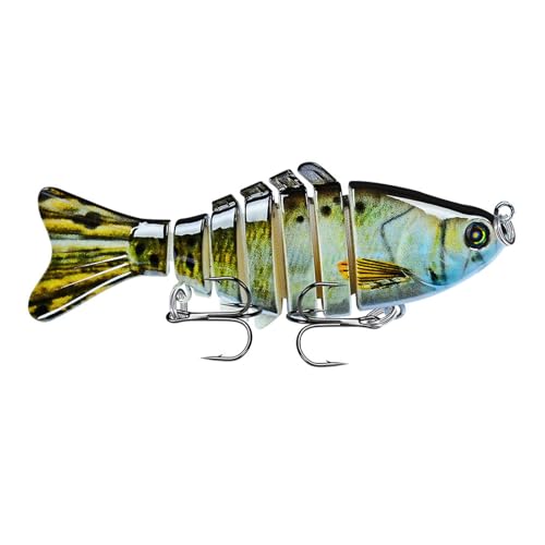 Yirepny 10CM/15.5G Multi-Jointed Fishing Lure with Hooks Realistic 7-Section Swimbait Plastic Artificial Bait Freshwater Saltwater Fishing M