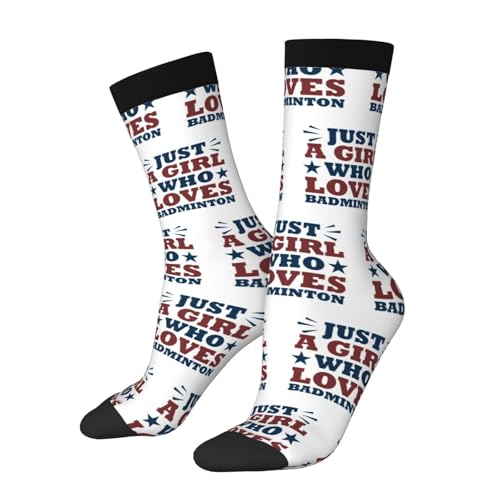 Sports Mid-Calf Socks Just A Girl Who Loves Badminton Novelty Casual Cozy Dress Adult Funky Crew Socks For Women Men