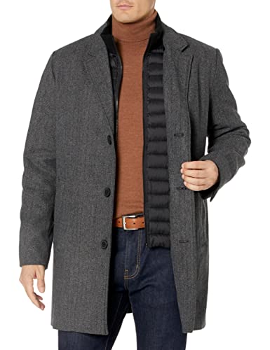 Dockers Men's Henry Wool Blend Top Coat (Regular and Big & Tall Sizes) , Charcoal Herringbone, Medium - image 4