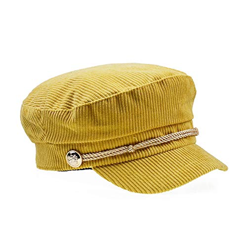 Jewelry-Box Women Ladies Hat Corduroy Captain's Breton Cap Beatles Lennon Newsboy Cadet Black, Yellow, One Size #TOP3