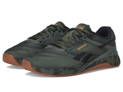 Reebok Nano X5 - Tenis Ligeros para Hombre, Entrenamiento Cruzado y Correr Ligeros para Hombre, Grit Green/Black/Khaki Brown, 15.5 Women/14 Men
