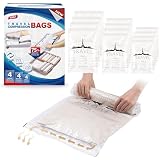 TAILI 12 Travel Compression Bags, Roll Up Space Saver Bags (4 Small+4 Medium+4 Large), Hand Roll Packing Storage Bags for Baggage, Suitcase and Cruises, No Pump Needed, Travel Essentials, Clear