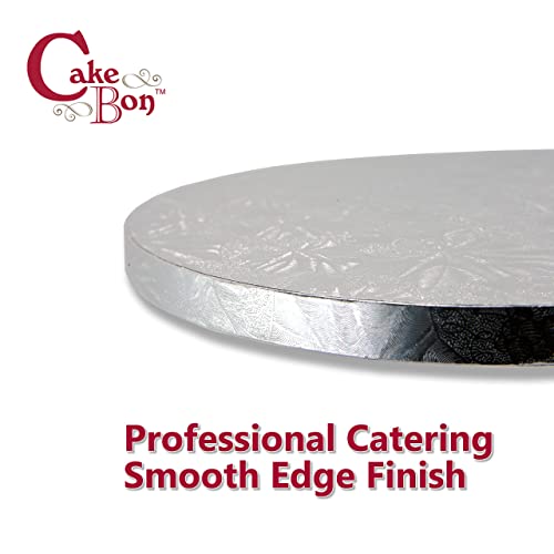Cakebon Cake Drums Round 14 Inches - (Silver, 1-Pack) - Sturdy 1/2 Inch Thick - Professional Smooth Straight Edges #TOP4