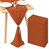 12 Pack 10Ft Terracotta Chiffon Table Runner 28x120 Inches Sheer Table Runner Romantic Table Cloth f