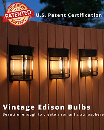 Doeslag Solar Fence Lights Outdoor 8 Pack Deck Lights Solar Powered With Edison Led Bulbs, Waterproof Solar Outdoor Lights For Garden Fence Post Patio Backyard Decor #TOP1