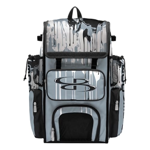 Boombah Superpack Bat Bag - Backpack Version (no wheels) - Holds 4 Bats - Graffiti Drip Black/Gray/White