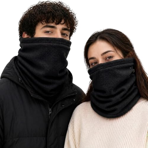 Image of Octave® Fleece Neck Warmer, Multifunctional Headwear, Unisex Thermal Snoods, Neck Scarf Warmer, Face Coverings Bandana For Men Women, Windproof Neck Gaiter Scarf for Cycling, AdultNeckWarmer(Black)1pk