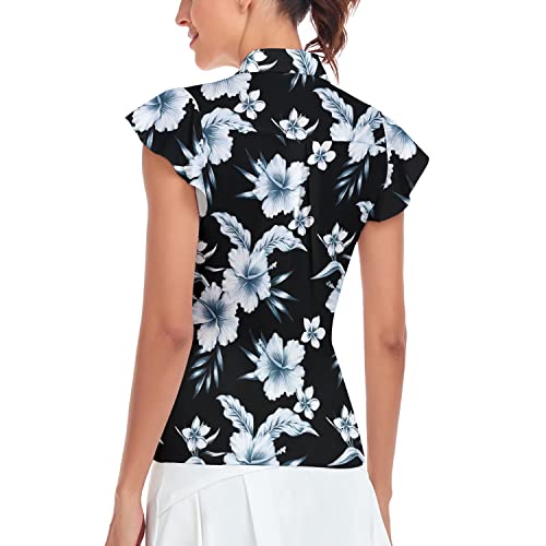 Womens Golf Apparel Short Sleeve Golf Shirts Floral Golf Tops For Women #TOP5