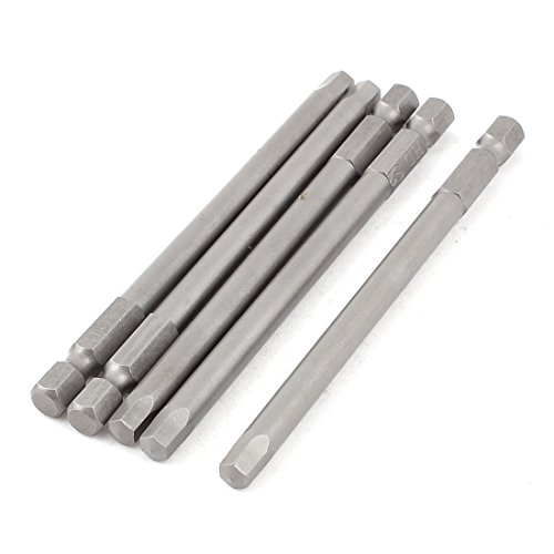 Sourcingmap 1/4 Inch Hex Shank 5mm Tip 100mm Magnetic Screwdriver Bits 5pcs, 5mmx100mm