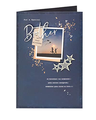 UK Greetings Tarjeta de cumpleaños para hermano, regalos de feliz cumpleaños, él, niños, hombres, diseño sentimental, con sobre, 155 x 235 mm