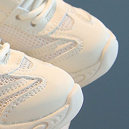Kids Outside Shoes Spring and Summer New Solid Color Double Mesh Breathable Non Slip Children's Casual Sports Shoes (White, 8 Toddler)4