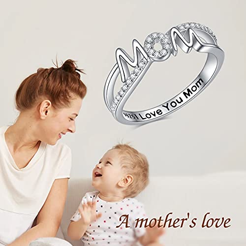 Yfn Mom Mother Rings For Women Sterling Silver Mon Rings Mom Mother Jewelry For Women Birthday Gifts #TOP4