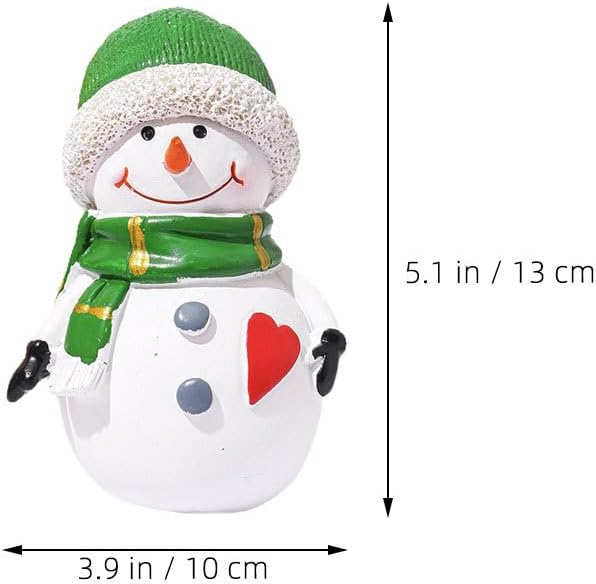 MAGICLULU 2pcs Christmas Snowman Ornament: Christmas Mini Resin Snowman Figurines with Hat for Tabletop Shelf Fireplace Micro Landscape Party Cake Toppers Decor
