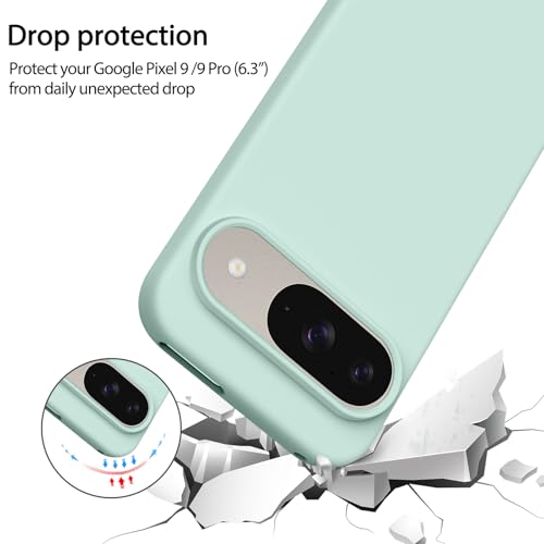 Image of Tobfit Back Cover Case Compatible with Google Pixel 9 /9 Pro, Case Cover Rugged Flexible Durable Anti-Slip Silicone Protection Shockproof Google Pixel 9 /9 Pro Back Cover (Cyan)