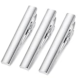 HONEY BEAR 3 Stück 4cm Herren Kinder Krawattennadel Set Krawattenklammer für schmale Krawatten Tie Clip 1.57inch (4cm Gebürstetes Silber mit Box)