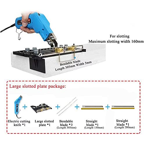 110V Hand Held Electric Foam Hot Cutter Knife Grooving Carving Knife Sculpture Styrofoam Sponge Cutting with Blades & Accessories (With large slotting board)