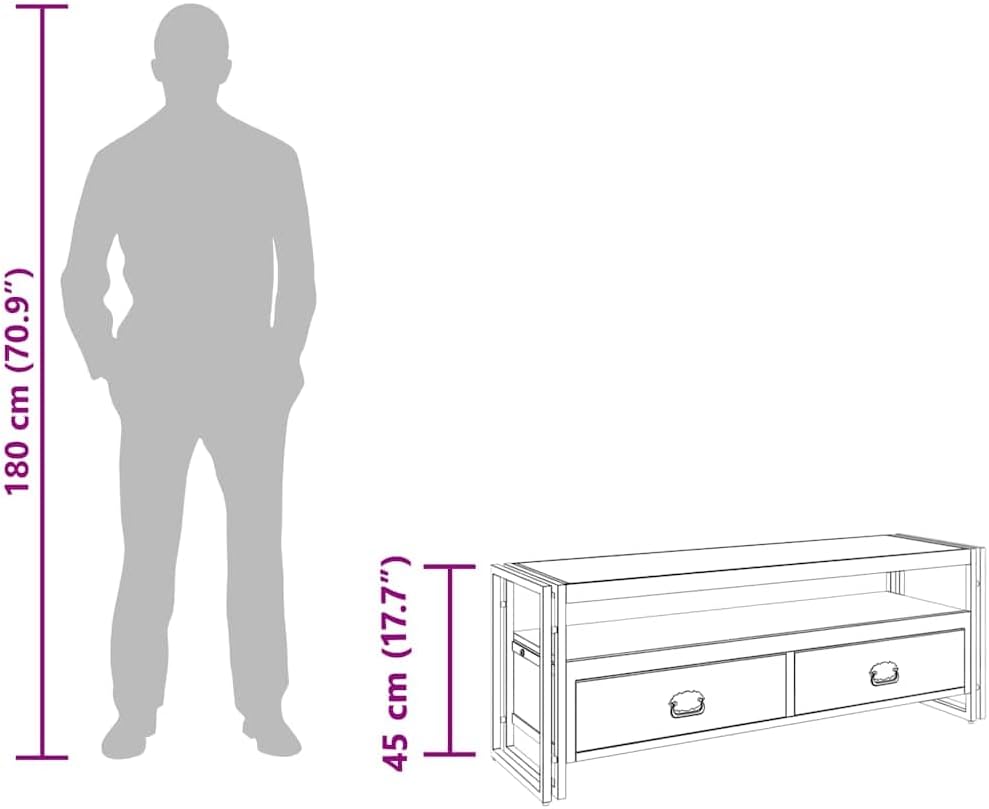 vidaXL TV Cabinet Multicolor Solid Reclaimed Wood, Steel Medium