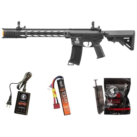 Lancer Tactical Gen 3 SPR Interceptor M4 Airsoft with Programmable Mosfet/ETU-Electric Full/Semi-Auto AEG Rifle (Lipo Battery & Charger Included) (Black) Cover