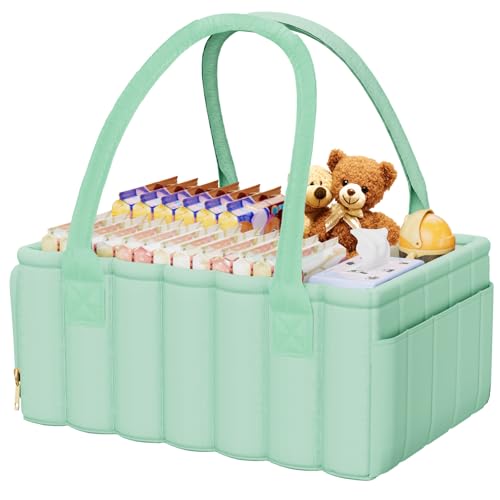 Image of Baby Diaper Caddy Organizer Storage Basket for Diapers Baby Shower BasketNursery Diaper Organizer Portable Diaper Storage Newborn Essentials - Baby Caddy Organizer for Diaper Station(Smart Green)