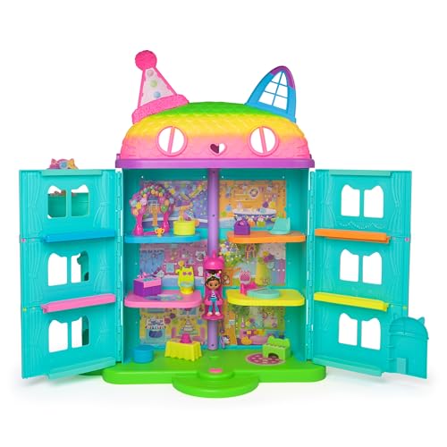 Gabby’s Dollhouse, 14-Piece Rainbow-Themed, Celebration Doll’s House, Toy Figures, Doll’s House Furniture and 10 Sounds, Kids’ Toys for Girls and Boys Aged 3+