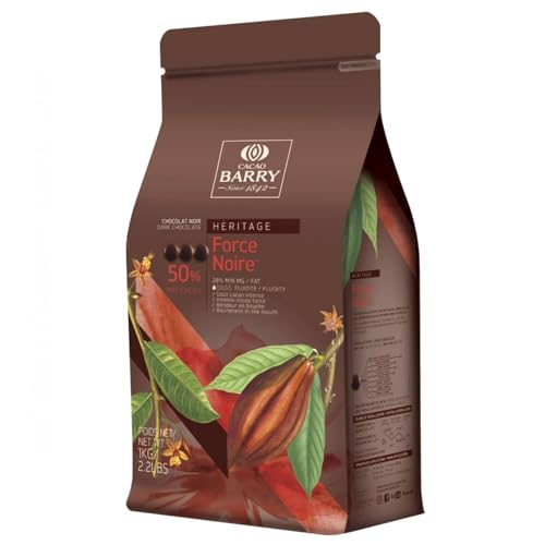 Cacao Barry - Chocolat Noir Force Noire 50% Cacao en Pistoles 1 kg - Pour Pâtisserie Professionnelle, Mousses, Ganaches - Sac Refermable – vue 2