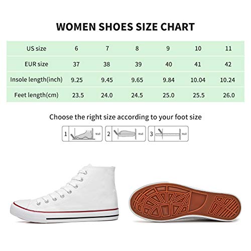 Yageyan Womens High Top Canvas Sneakers Lace Up Fashion Shoes For Women Casual Classic（White,11） #TOP6