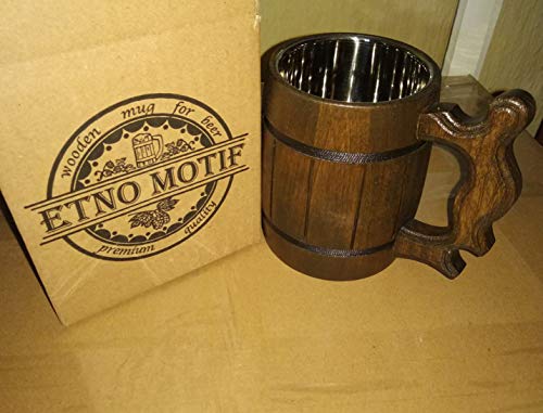 Handmade Beer Mug Wooden Tankard Beer Stein | Vintage Bar accessories - Barrel Brown Classic Design