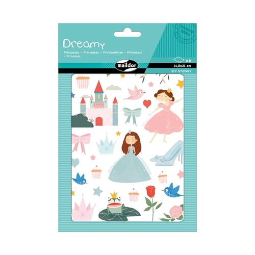 MY MANDARINE AE134O - GOMMETTES Dreamy - 6 planches 14,8x21cm - PRINCESSES (219 stickers)