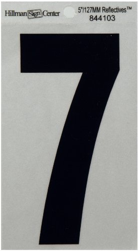 Hillman 844103 5-1/4-Inch Reflective Square-Cut Mylar Number 7, Black on Silver