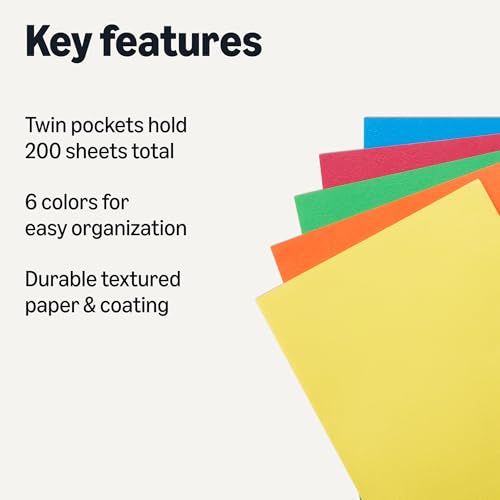 Amazon Basics Two-Pocket Folders, Letter Size, Assorted Colors, 25-Pack view 2