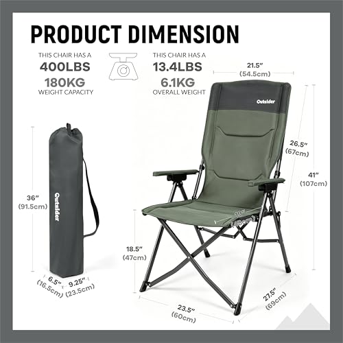 OUTSIDER Silla de Camping Reclinable 3 Posiciones Oversized Verde miniatura 2
