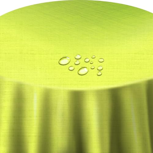 d-c-fix Wachstuch Leinen Look RUND OVAL Farbe & Größe wählbar Rund 120 cm Grün abwaschbare Tischdecke