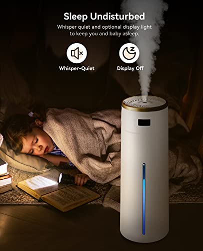 Smart Humidifiers For Large Room Bedroom, 8L Large Humidifier Works With Wifi Alexa, Ultrasonic Cool Mist Plant Air Humidifier Indoor, Top Fill Baby Humidifier, 3 Speed Humidistat, Timer, White/Gold #TOP4