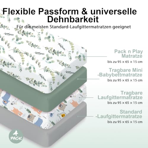 Little Grape Land Reisebettlaken 95x65 cm, Spannbettlaken Baby, 4er Set – Ansicht 2