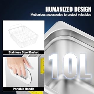 VEVOR Pulitore ad Ultrasuoni 10L, Pulitore Digitale a Ultrasuoni in Acciaio Inox Portatile e Professionale per Occhiali, Gioielli, Monete Digitale Pulizia di Gioielli per Uso Domestico Commerciale