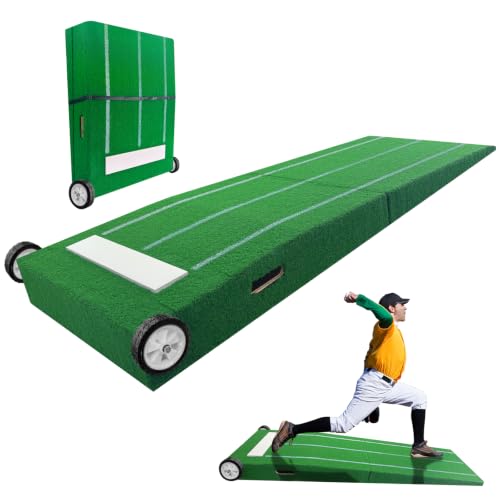 Carivia Portable Pitching Mound, Foldable Pitchers Mound 80 x 28 x 6 inch, Pitching Mounds for Baseball with Non-Slip Rubber Plate & Carry Handle, for Outdoor Pitching Training Game Use