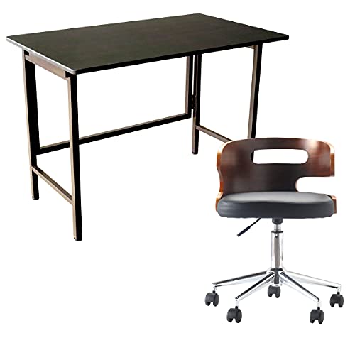 North Orange デスクセット 折りたたみ 2点  机 曲木チェア レザー 昇降式 在宅 チェア Attra
