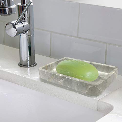 Nu Steel Stone Hedge Resin Decorative Dish Tray For Bathroom Vanities, Countertops, Pedestals, Kitchen Sink-Store Hand Soap, Pumice Bars, Sponges, Scrubbers-Marble, (Res566-3H) #TOP2